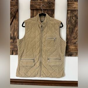 Eddie Bauer Tan Quilted Corduroy Barn Utility Vest Women’s Large